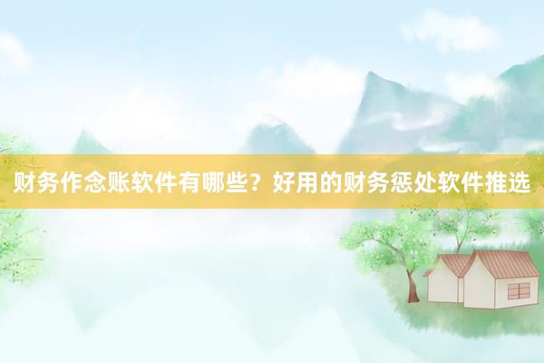 财务作念账软件有哪些？好用的财务惩处软件推选
